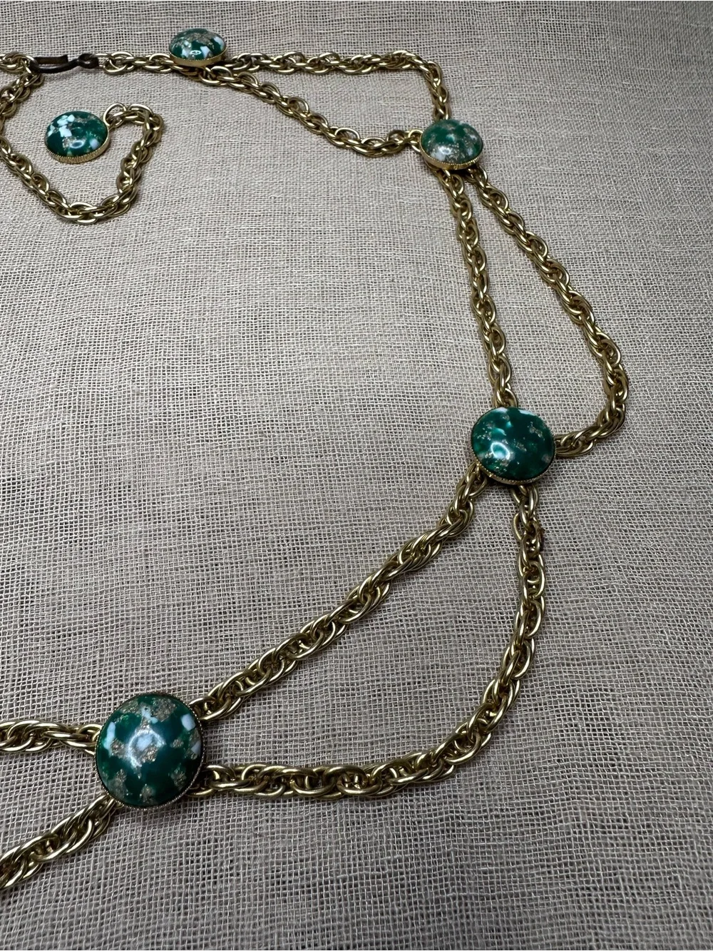 Vintage 60s 70s Confetti Cabochon Chain Belt